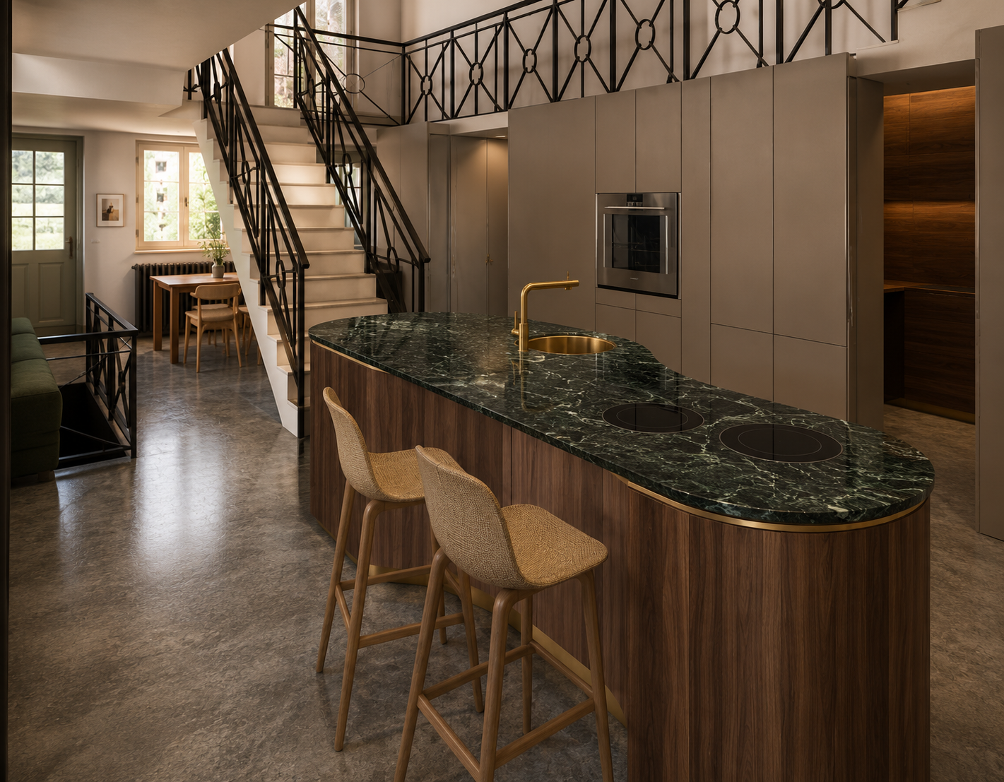 Ontworpen showroom voor Cesar Kitchens met maatwerkkeuken en natuurstenen eiland